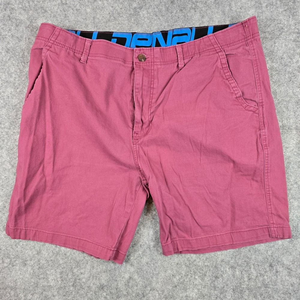 Denali Mens Maroon Burgundy Flat Front Chino Shorts Size 40 Stretch Cotton